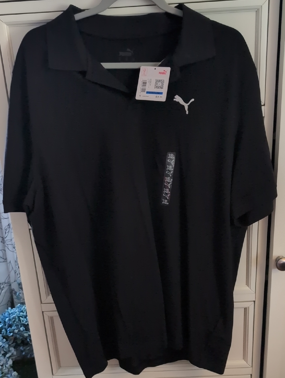 Puma Men's Black Polo with White Logo